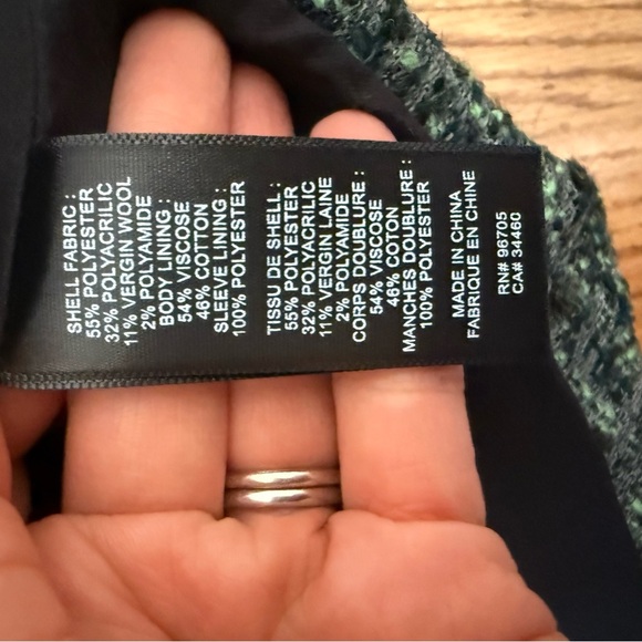 Rebecca Taylor Bouclé Tweed Peplum Jacket – Green Multi – Size 4 - Picture 11 of 11